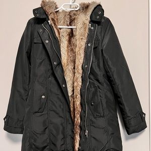 RARE Fully fur-lined belted jacket - small